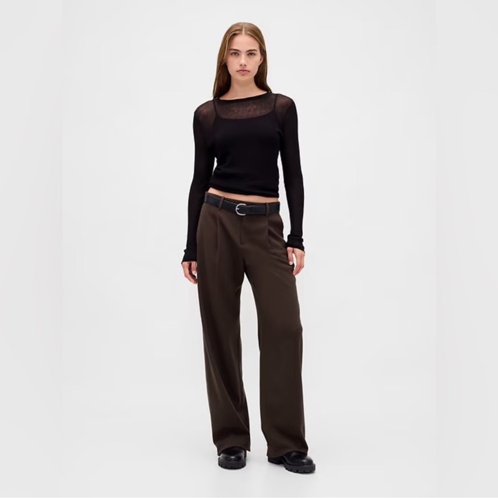 NWT! GAP 365 Terra Brown Low Rise Brushed Twill Pleated Trousers - 6P 🩷 #828896